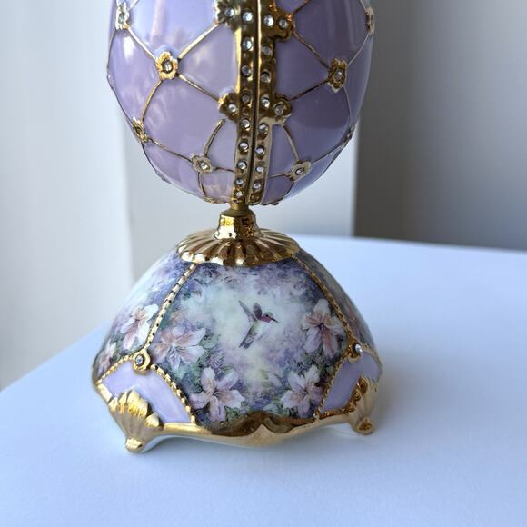 Ardleigh Elliott Porcelain Egg Music Box Amethyst Vision by Lena Liu Hummingbird - Picture 11 of 12